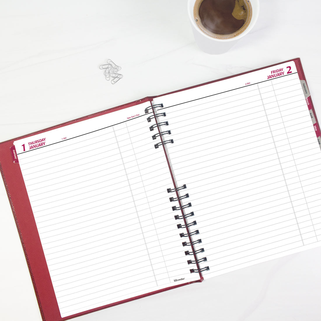 Brownline CoilPro Daily Planner 2026, English, Red C550C.RED-26