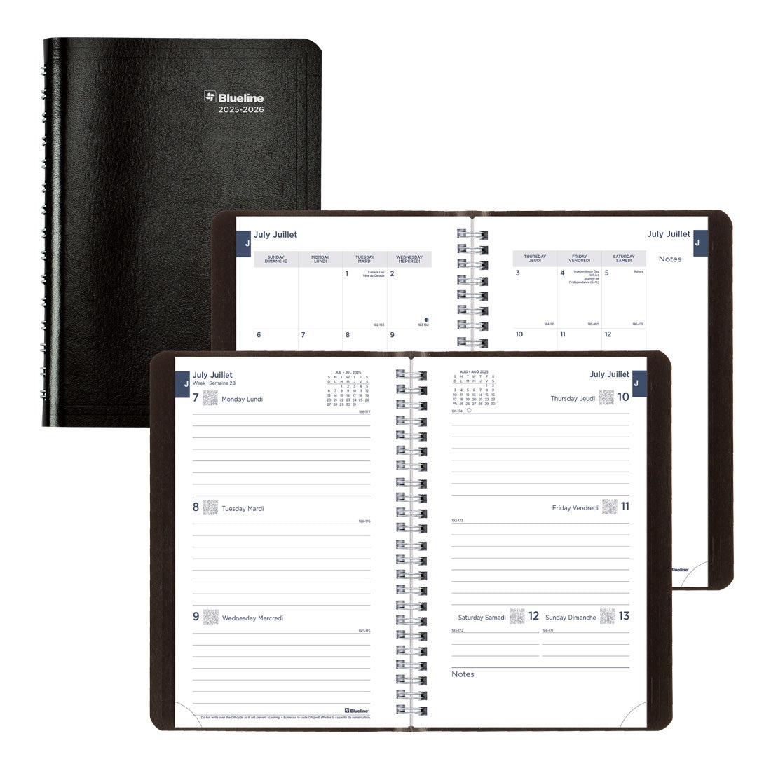 Academic Weekly Planner, Classic Black, 2025-2026 - Bilingual - Blueline CA101B.BLK-26 #colour_black