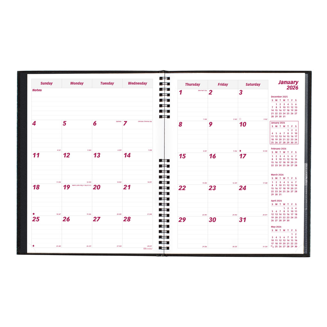 Brownline CoilPro Monthly Planner 2026, English, Black CB1262C.BLK-26