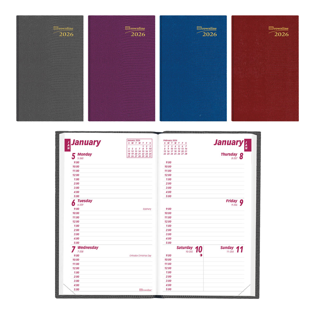 Brownline Weekly Pocket Planner 2026, English, Assorted Colours CB303.ASX-26