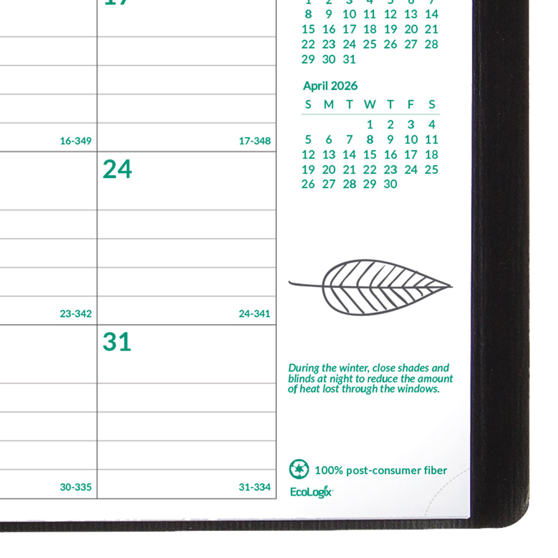 Brownline EcoLogix Monthly Planner 2026, English, Black CB435W.BLK-26