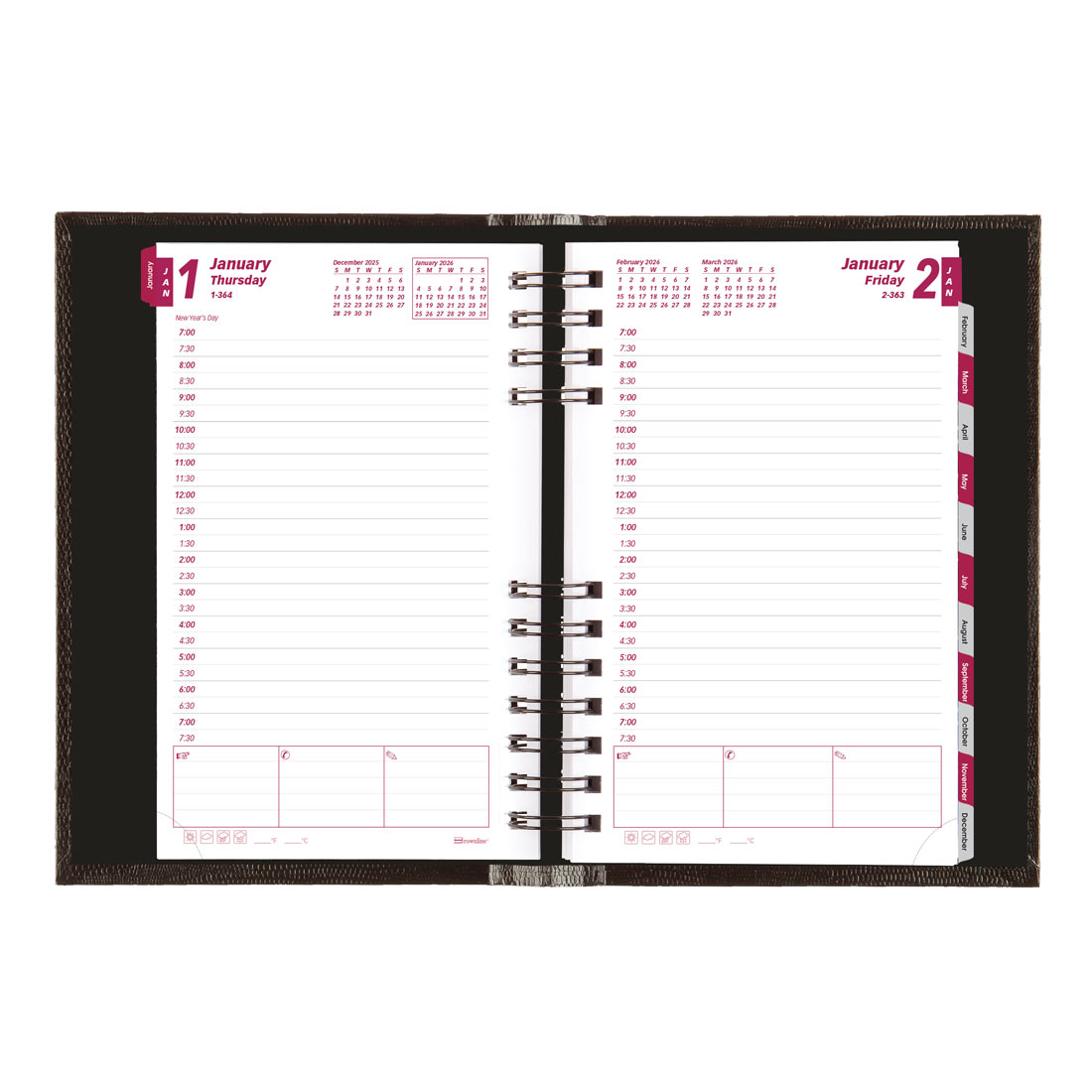 Brownline CoilPro Daily Planner 2026, English, Black CB634C.BLK-26