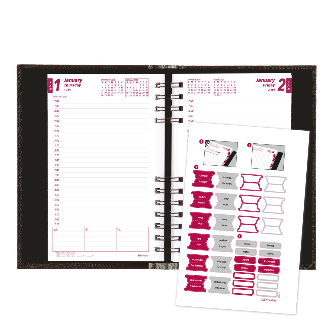 Brownline CoilPro Daily Planner 2026, English, Black CB634C.BLK-26