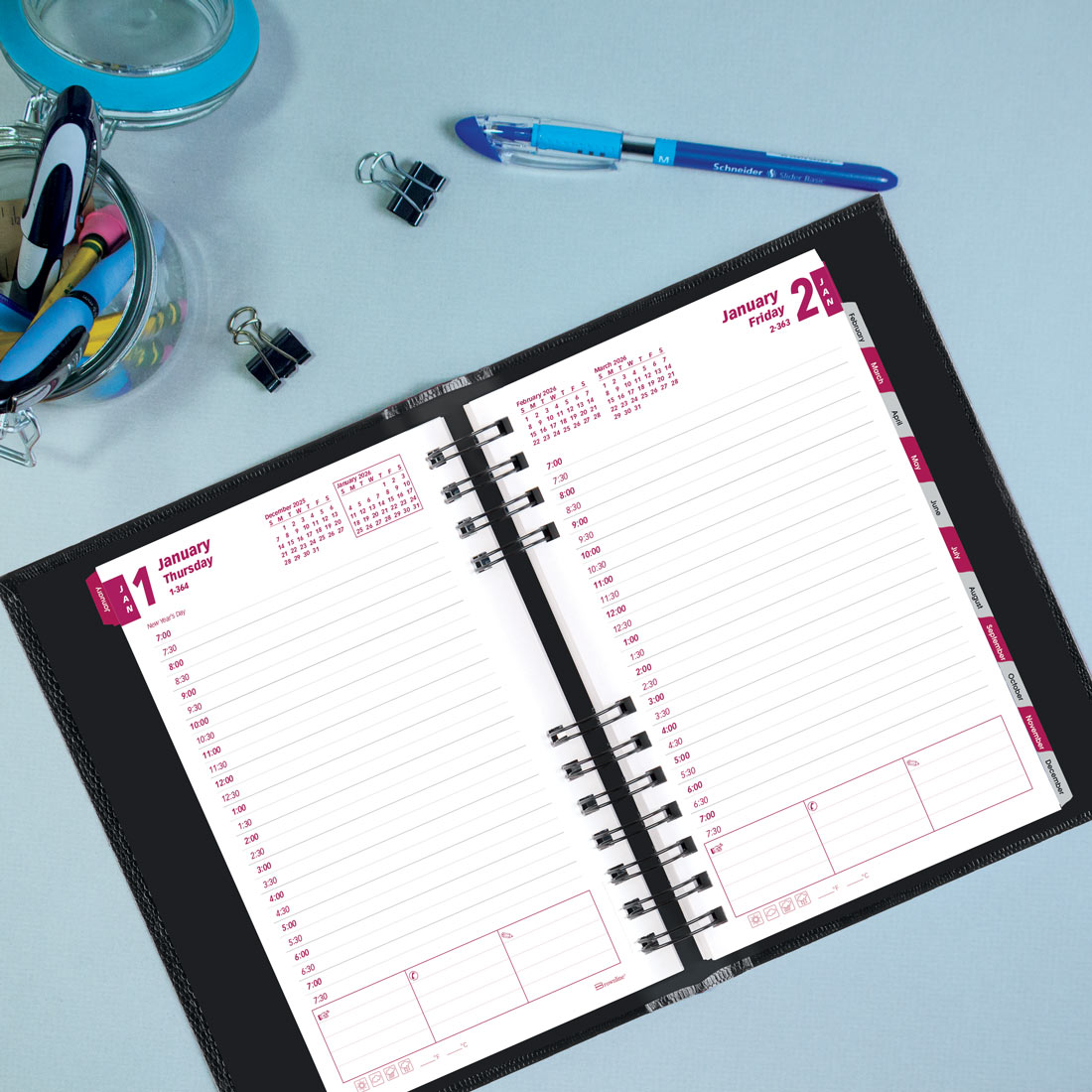 Brownline CoilPro Daily Planner 2026, English, Black CB634C.BLK-26