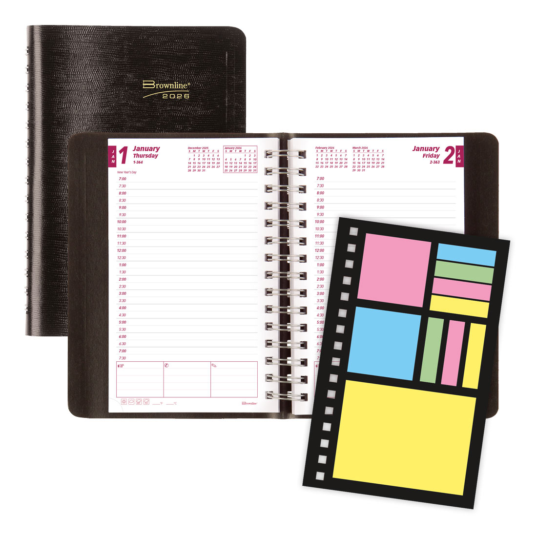 Brownline PlannerPlus Daily Planner 2026, English, Black CB634WN.BLK-26