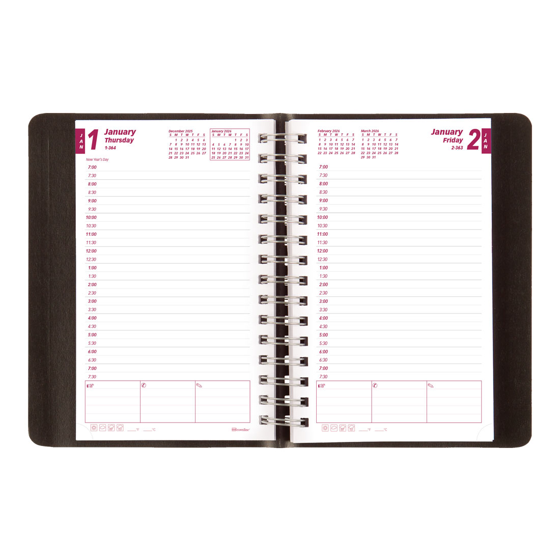 Brownline PlannerPlus Daily Planner 2026, English, Black CB634WN.BLK-26