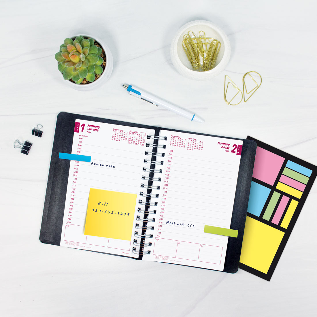 Brownline PlannerPlus Daily Planner 2026, English, Black CB634WN.BLK-26
