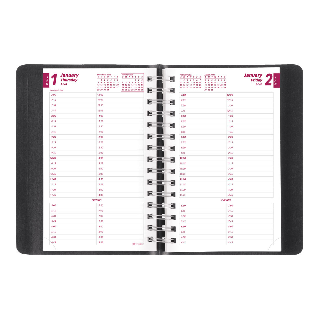Brownline Essential Daily Planner 2026, English, Black CB800.BLK-26