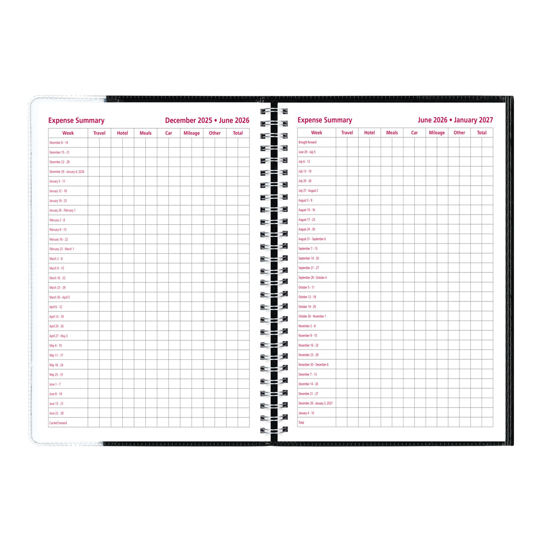 Brownline Pre-Vu Weekly Planner 2026, English, Tri-Fold Cover, Black CB920.BLK-26