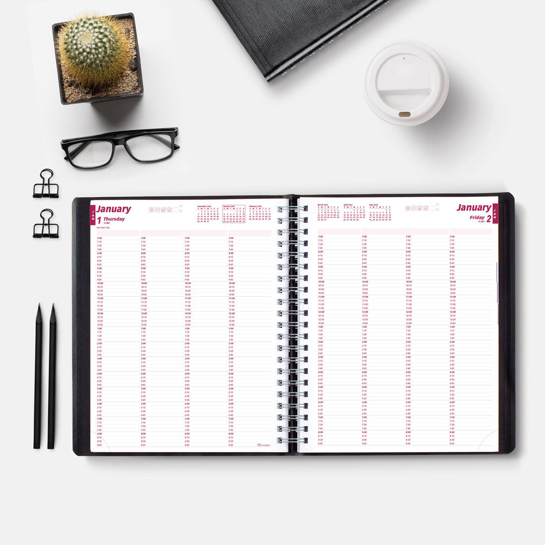 Brownline 4-Person Daily Appointment Book 2026, English CB960.BLK-26