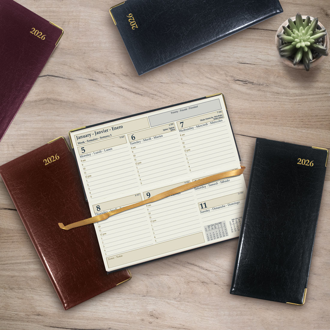 Brownline Executive Weekly Pocket Planner 2026, Trilingual, Assorted Colours CBE306.ASX-26