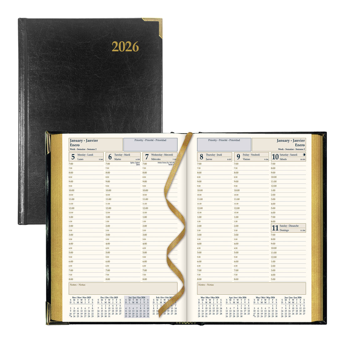 Brownline Executive Weekly Planner 2026, Trilingual, Black CBE507-26