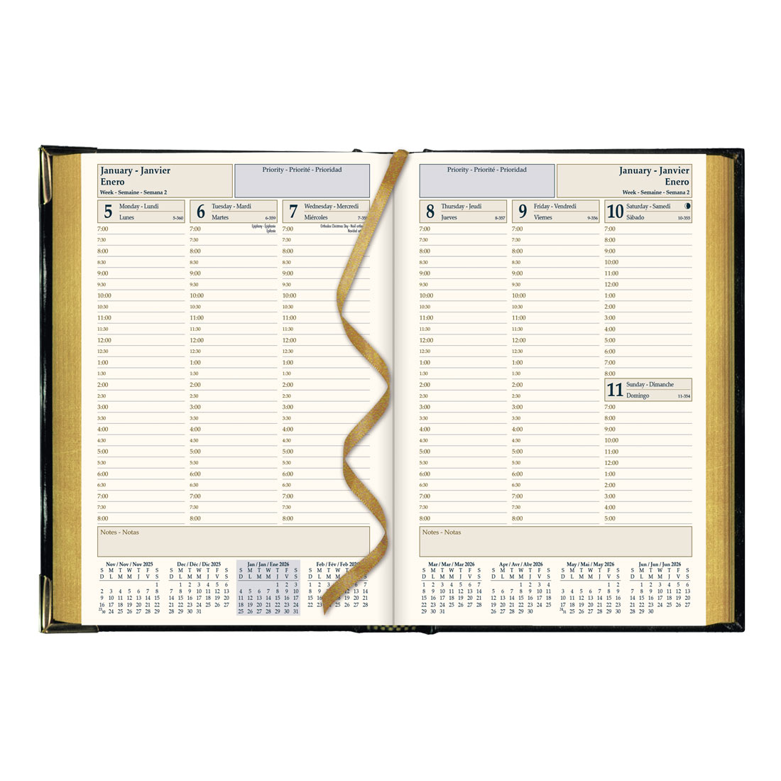 Brownline Executive Weekly Planner 2026, Trilingual, Black CBE507-26