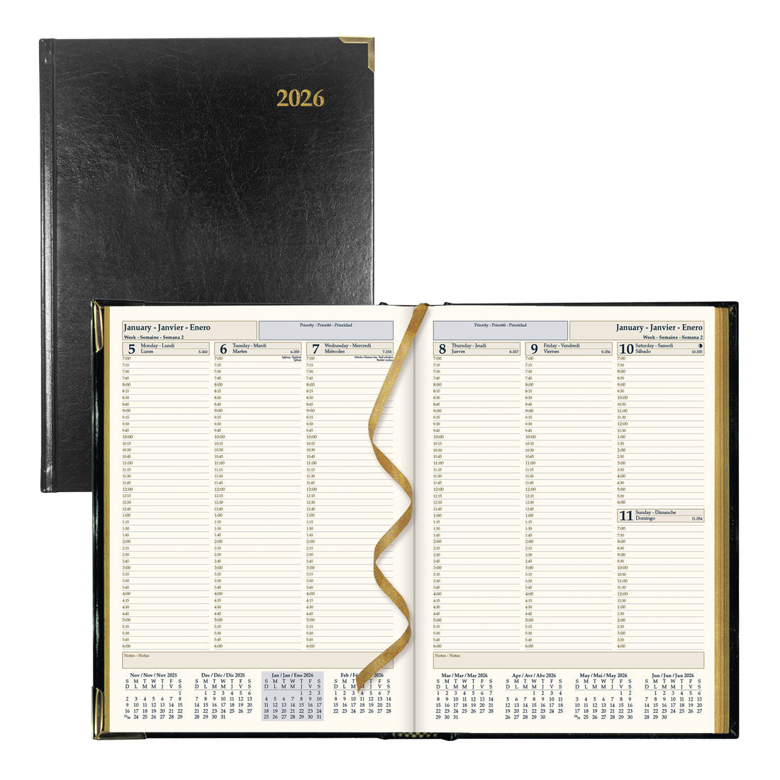 Brownline Executive Weekly Planner 2026, Trilingual, Black CBE512-26