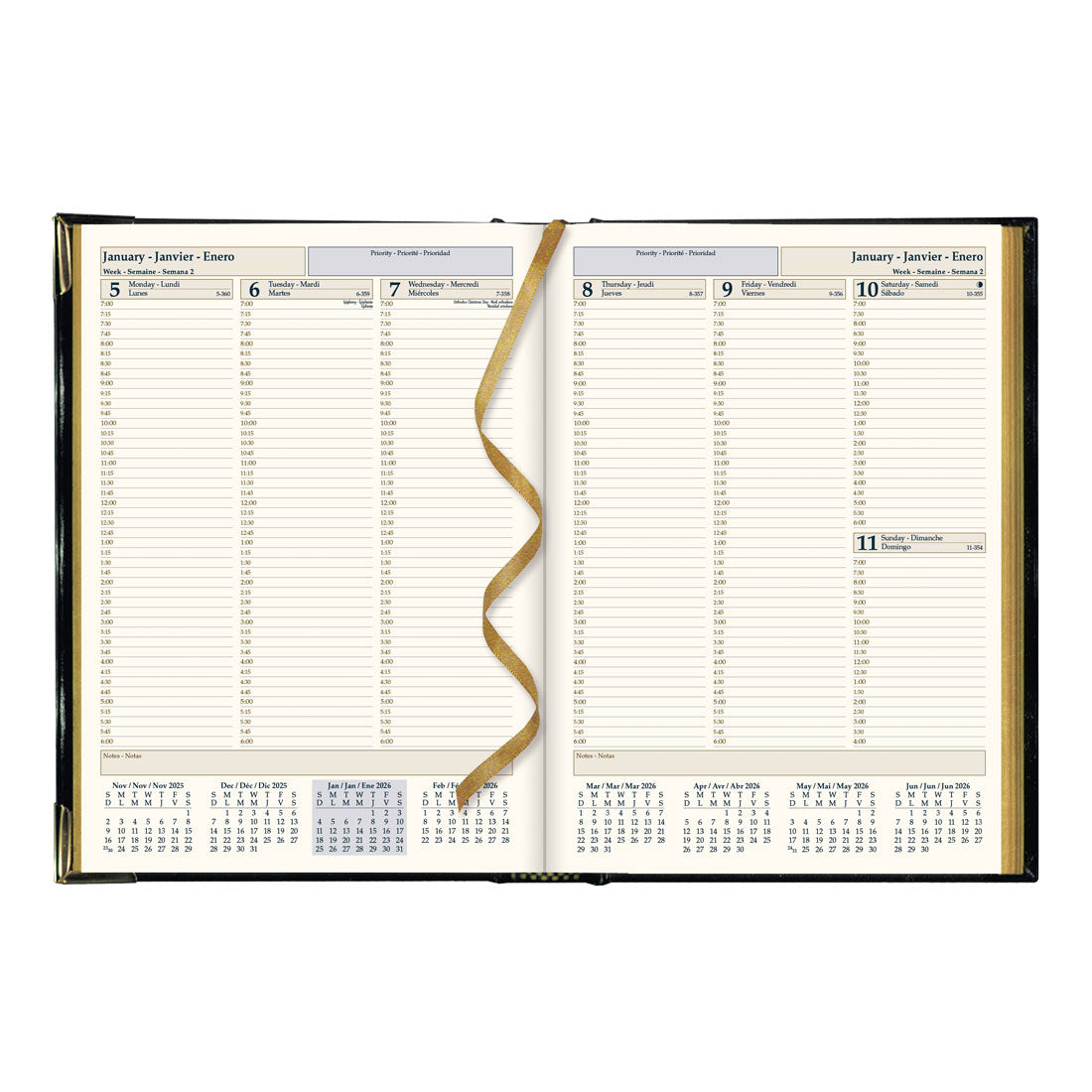 Brownline Executive Weekly Planner 2026, Trilingual, Black CBE512-26