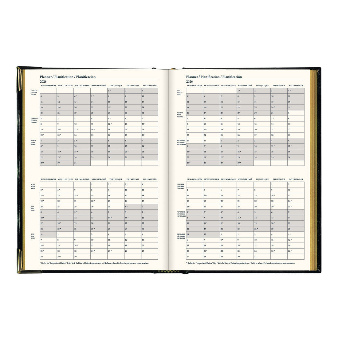 Brownline Executive Weekly Planner 2026, Trilingual, Black CBE512-26