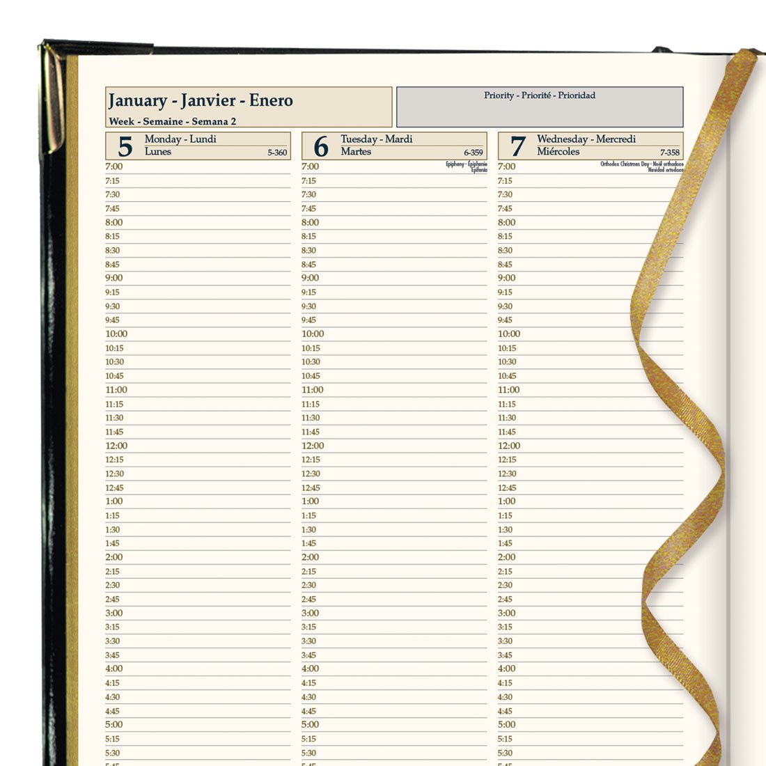 Brownline Executive Weekly Planner 2026, Trilingual, Black CBE512-26