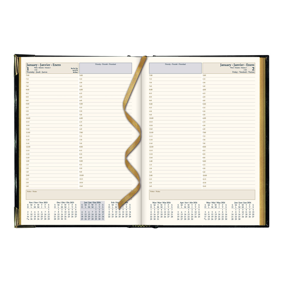 Brownline Executive Daily Planner 2026, Trilingual, Assorted Colours CBE514.ASX-26
