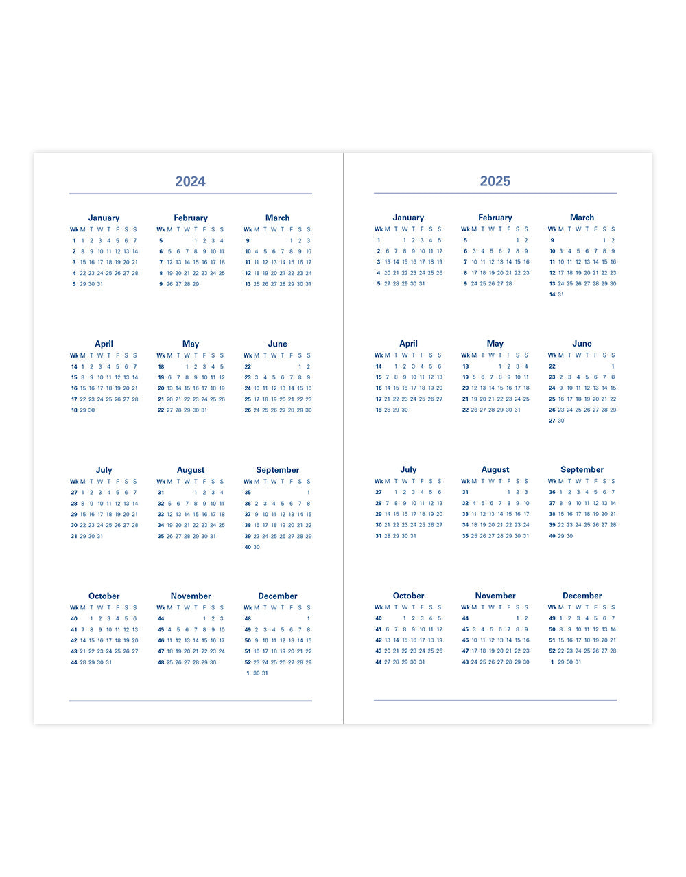 Woodland Medium Pocket Week to View Diary 2024 - Multilanguage#colour_woodland-navy