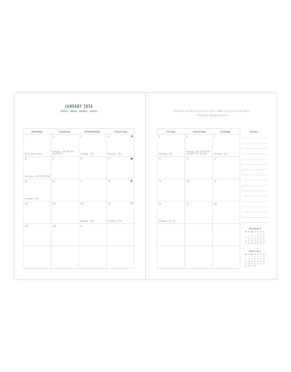 Wanderlust A5 Week to View Diary 2024 - Multilanguage#colour_amsterdam