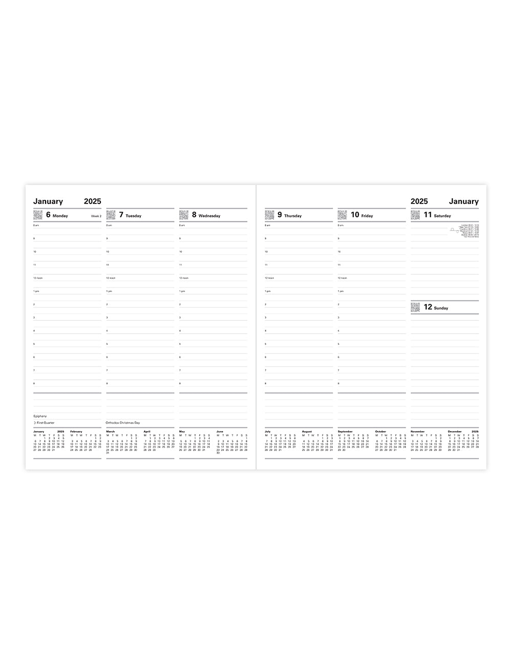 Classic Quarto Vertical Week to View Planner with Appointments 2025 - English#colour_black