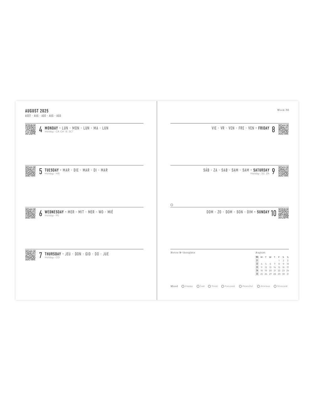 Letts Daisies A6 Week to View Planner 2025-2026 - Multilanguage 26-031868 #colour_daisies-blue