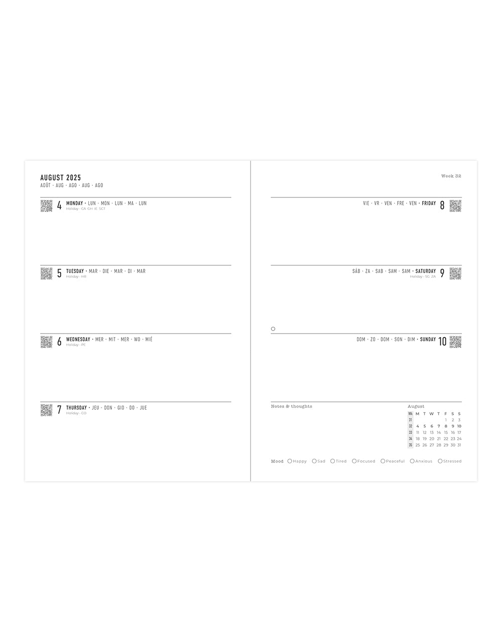 Letts Botanics A5 Week to View Planner 2025-2026 - Multilanguage 26-031918 #colour_botanics-green