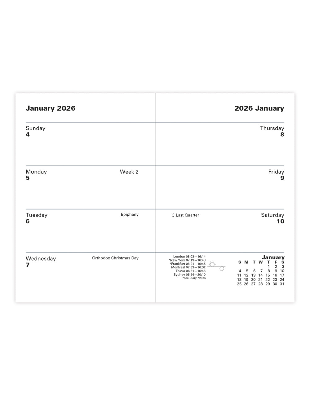 Letts of London Classic Mini Pocket Week to View Planner 2026 - Sunday Start - English Black 26-C32EBK #colour_black
