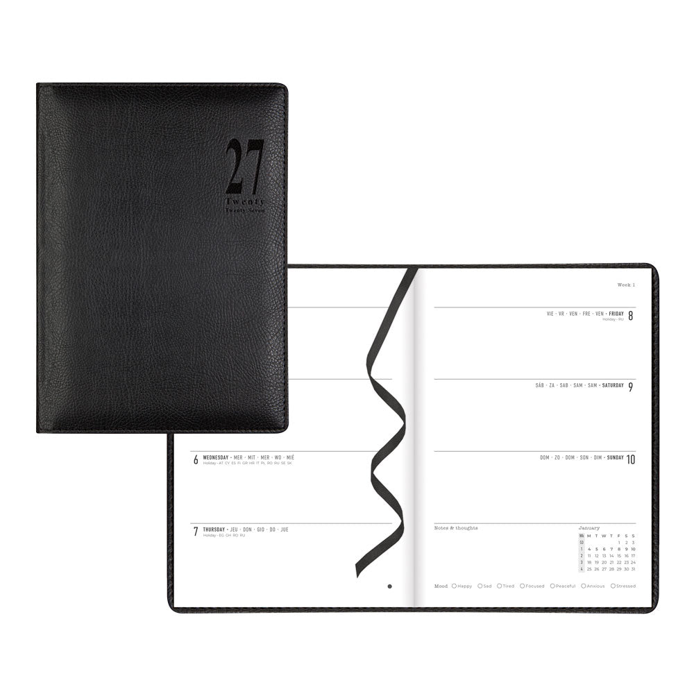Letts A5 Weekly Planner, Milano, 2027 Black 27-080569 27-080569 #colour_black