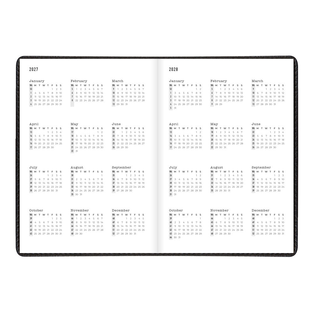Letts A5 Weekly Planner, Milano, 2027 Black 27-080569 27-080569 #colour_black