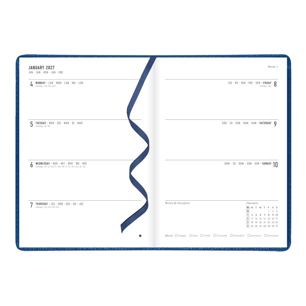 Letts A5 Weekly Planner, Milano, 2027 Blue 27-080570 27-080570 #colour_blue