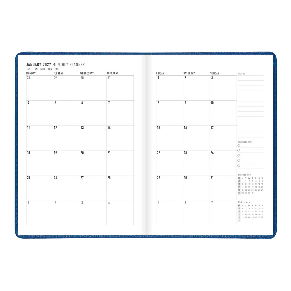 Letts A5 Weekly Planner, Milano, 2027 Blue 27-080570 27-080570 #colour_blue