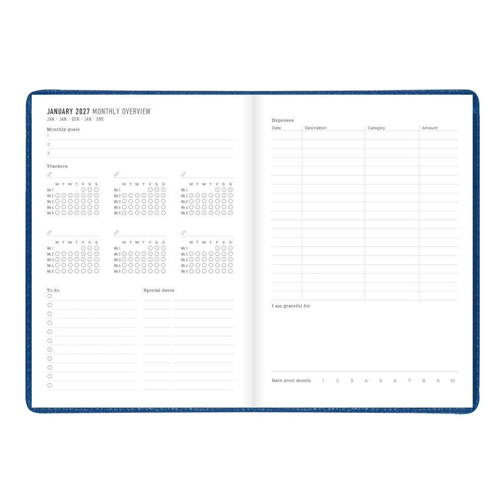 Letts A5 Weekly Planner, Milano, 2027 Blue 27-080570 27-080570 #colour_blue