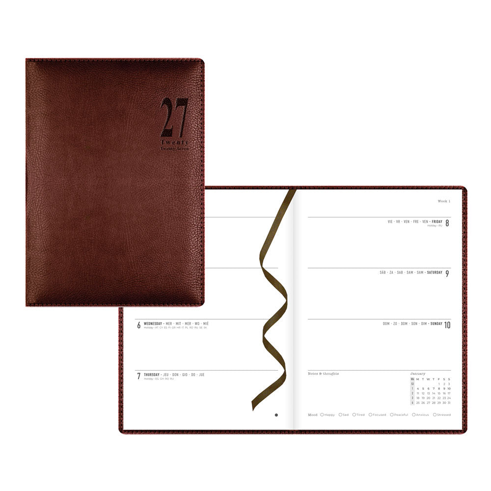 Letts A5 Weekly Planner, Milano, 2027 Chocolate 27-081170 27-081170 #colour_chocolate