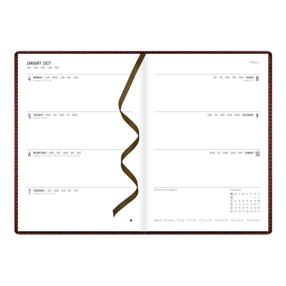 Letts A5 Weekly Planner, Milano, 2027 Chocolate 27-081170 27-081170 #colour_chocolate