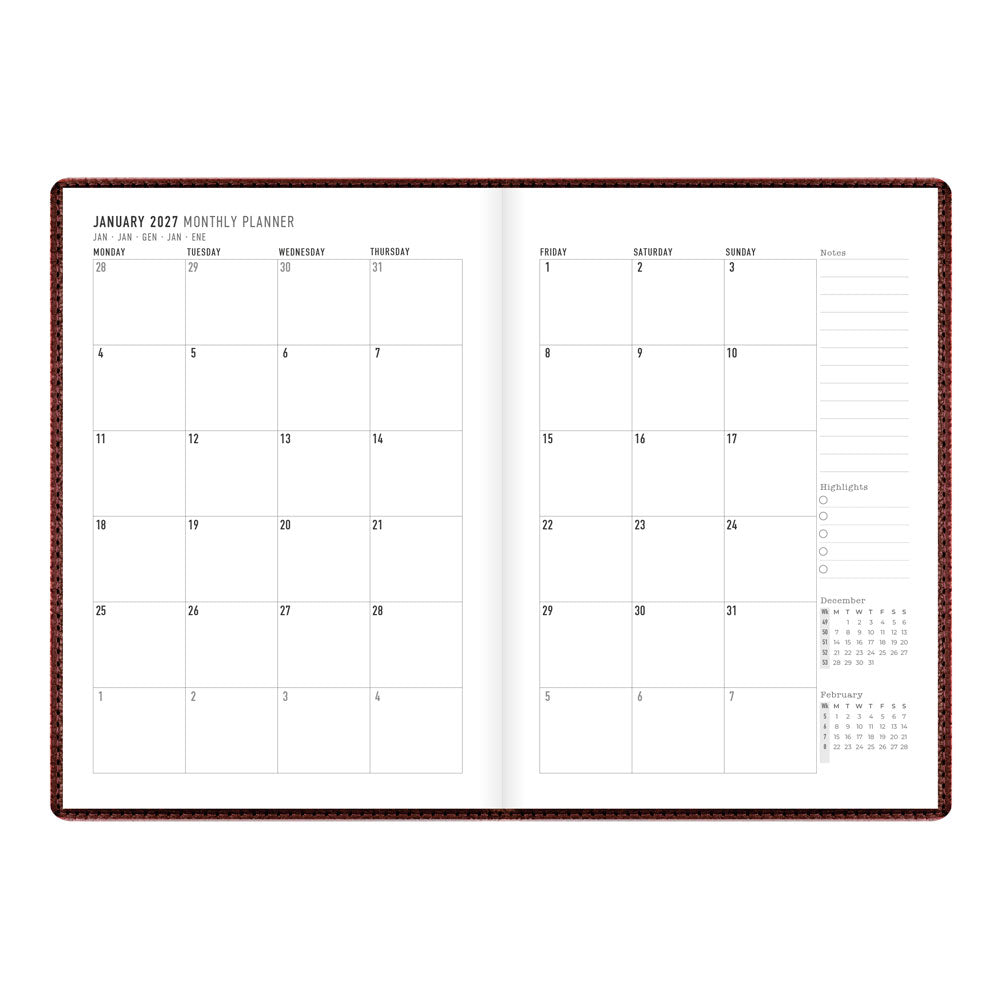 Letts A5 Weekly Planner, Milano, 2027 Chocolate 27-081170 27-081170 #colour_chocolate