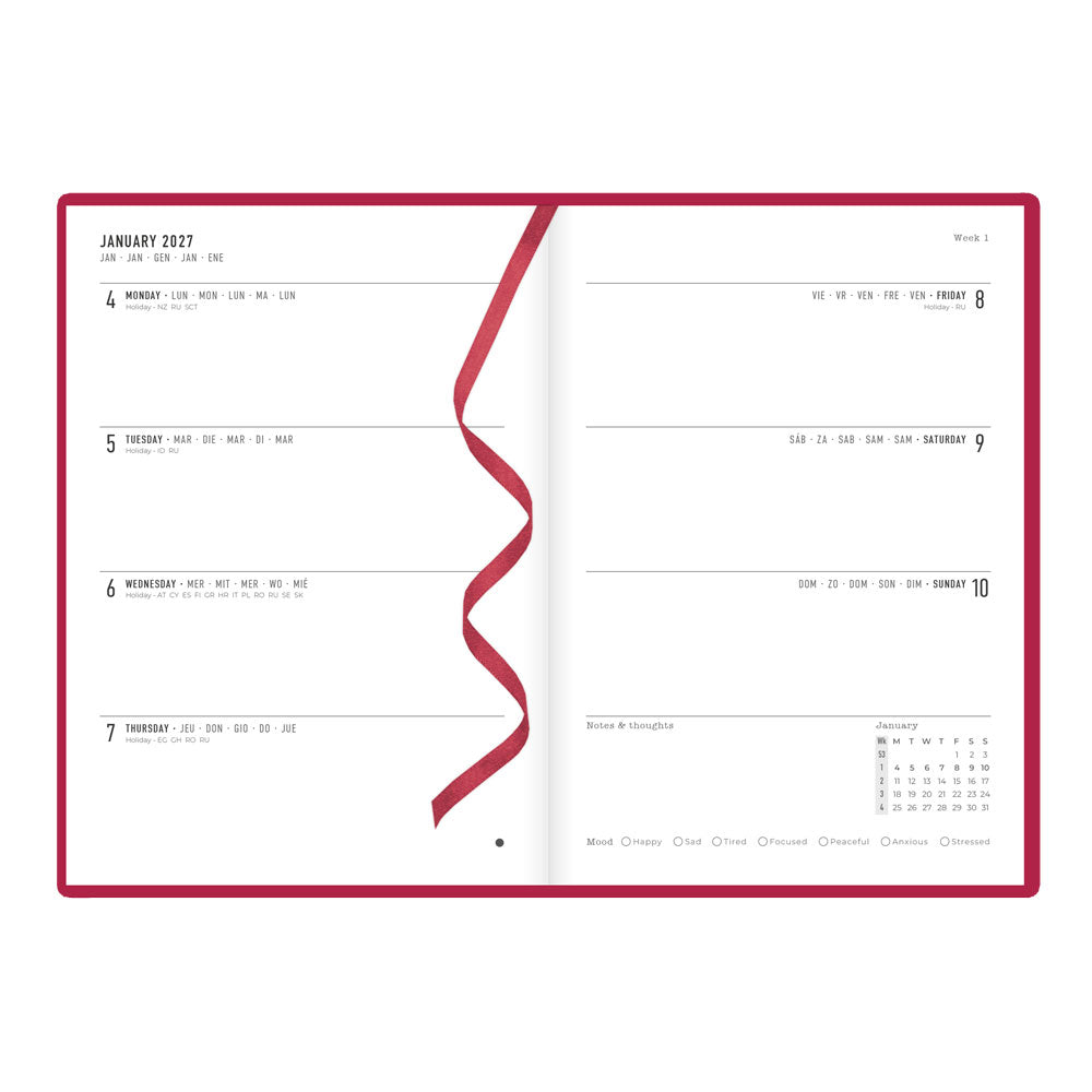 Letts A5 Weekly Planner, Woodland, 2027 Pink 27-082162 27-082162 #colour_woodland-pink