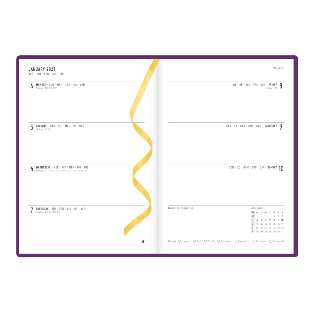 Letts A5 Weekly Planner, Woodland, 2027 Purple 27-082163 27-082163 #colour_woodland-purple