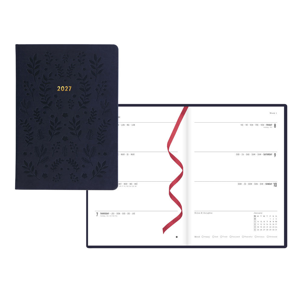 Letts A5 Weekly Planner, Woodland, 2027 Navy 27-082165 27-082165 #colour_woodland-navy