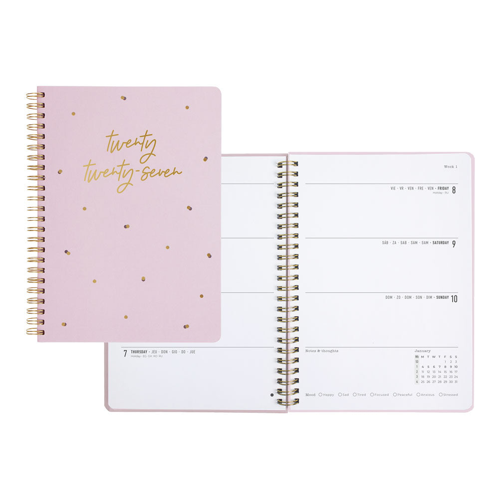 Letts A5 Weekly Planner, Celebrate, 2027 Rose 27-082185 27-082185 #colour_rose