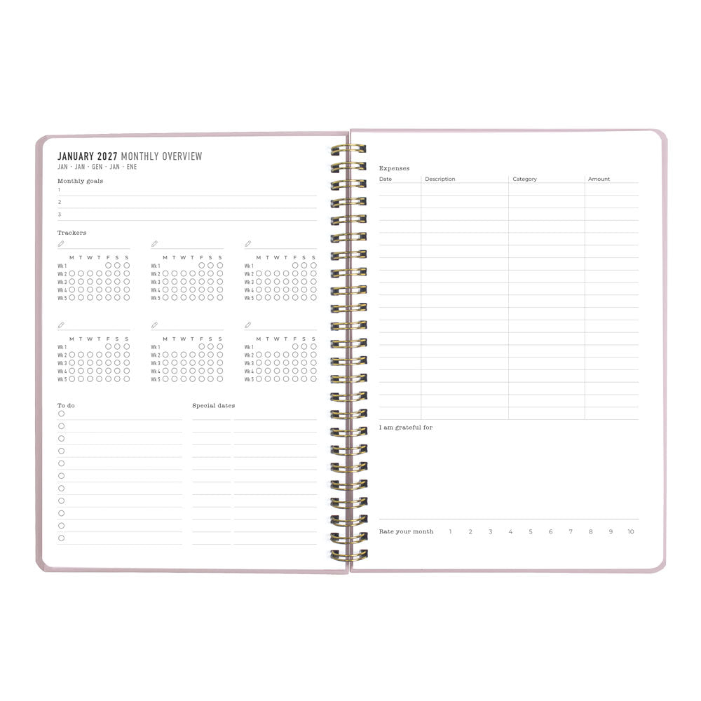 Letts A5 Weekly Planner, Celebrate, 2027 Rose 27-082185 27-082185 #colour_rose