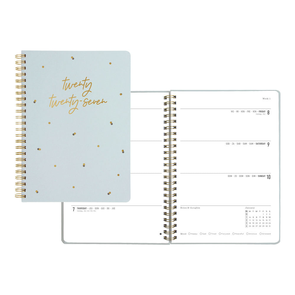 Letts A5 Weekly Planner, Celebrate, 2027 Sky 27-082186 27-082186 #colour_sky