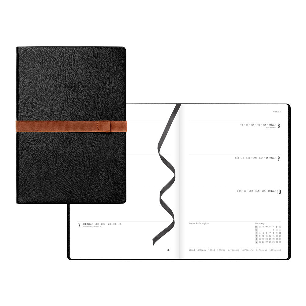Letts A5 Weekly Planner, Oslo, 2027 Black 27-082335 27-082335 #colour_black