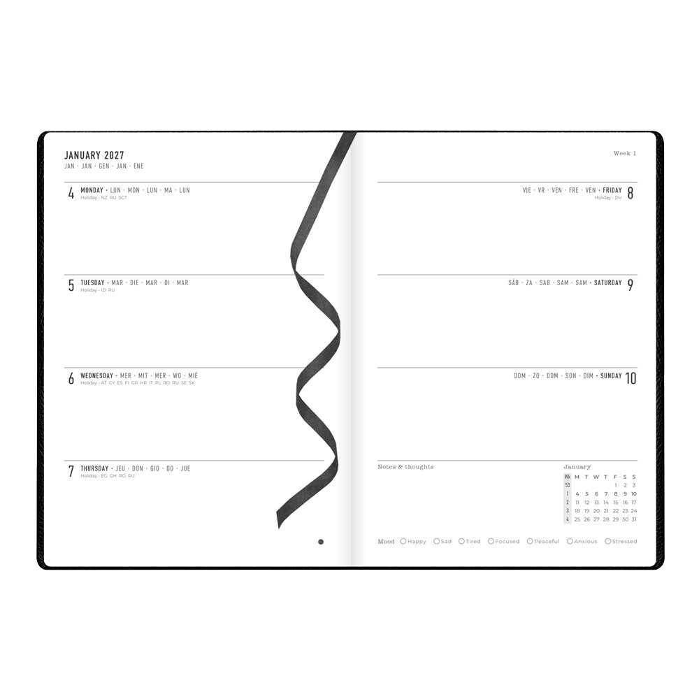 Letts A5 Weekly Planner, Oslo, 2027 Black 27-082335 27-082335 #colour_black