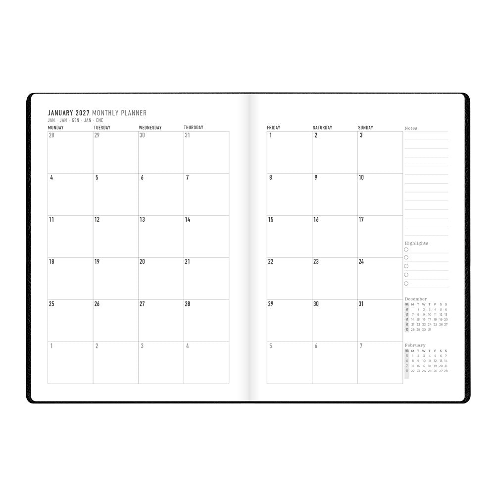 Letts A5 Weekly Planner, Oslo, 2027 Black 27-082335 27-082335 #colour_black
