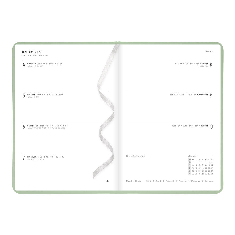 Letts A5 Weekly Planner, Conscious, 2027 Sage 27-082396 27-082396 #colour_sage