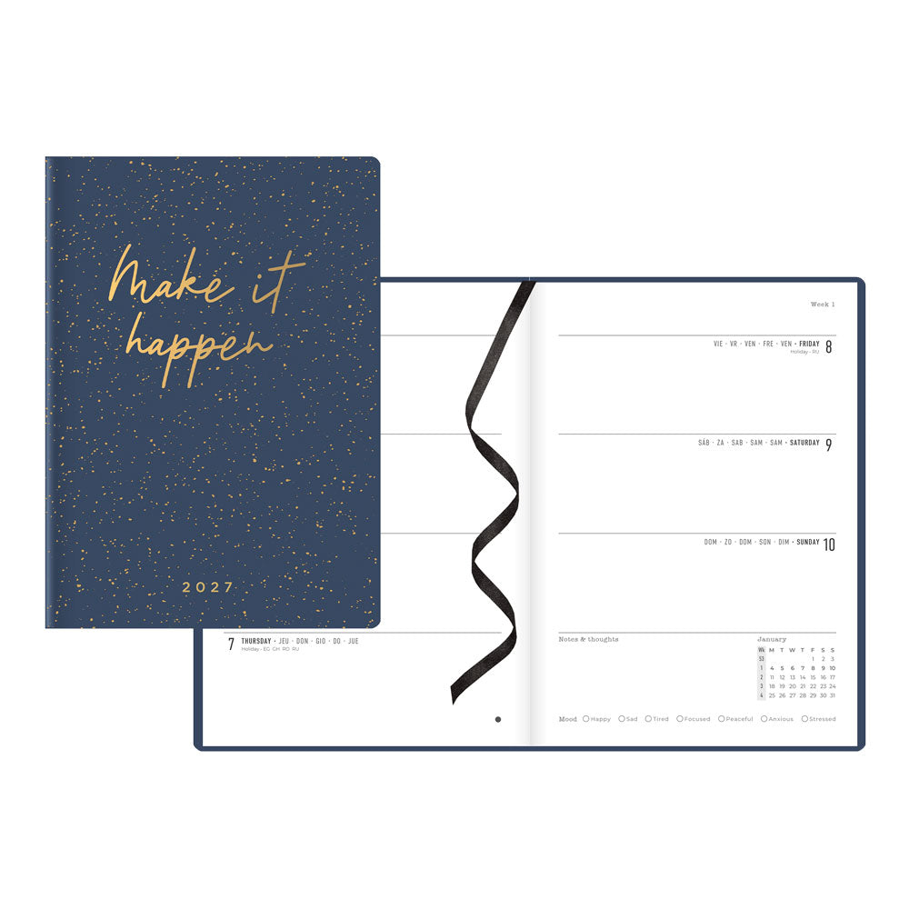 Letts A5 Weekly Planner, Inspire, 2027 Navy 27-082484 27-082484 #colour_navy