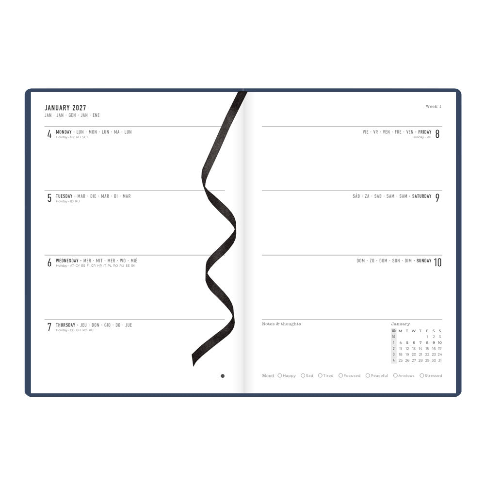 Letts A5 Weekly Planner, Inspire, 2027 Navy 27-082484 27-082484 #colour_navy