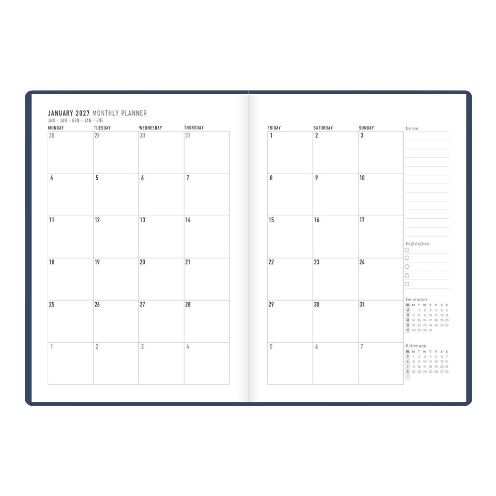 Letts A5 Weekly Planner, Inspire, 2027 Navy 27-082484 27-082484 #colour_navy