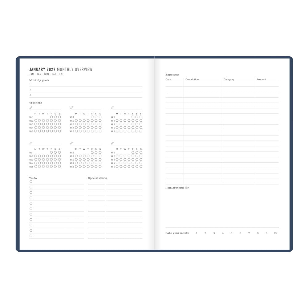 Letts A5 Weekly Planner, Inspire, 2027 Navy 27-082484 27-082484 #colour_navy